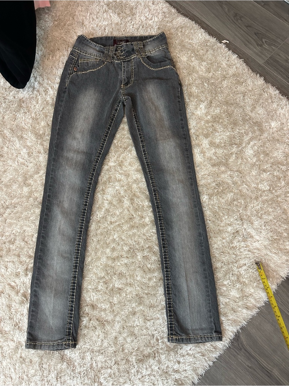 Angels Women's Skinny Jeans in Washed Gray-Blue - Picture 8 of 8